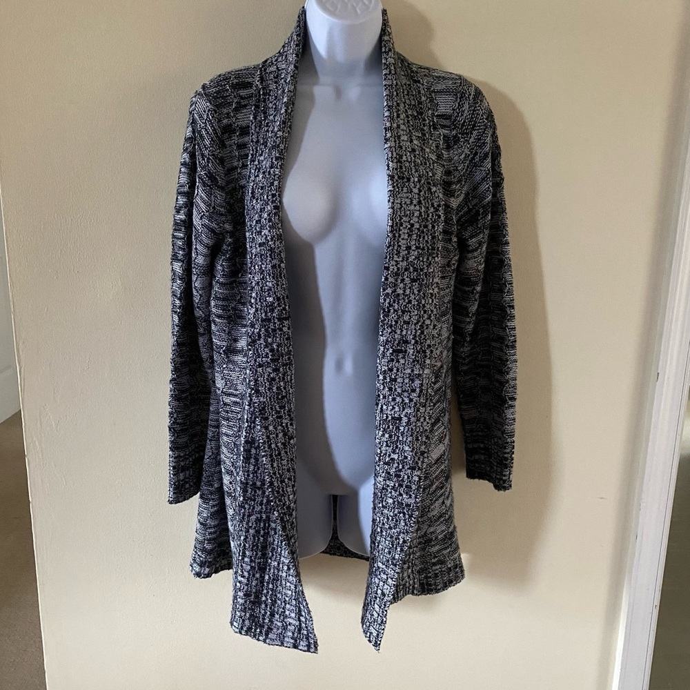 Morgan City Black White Gray Open Cardigan L Large Acrylic RN 70306